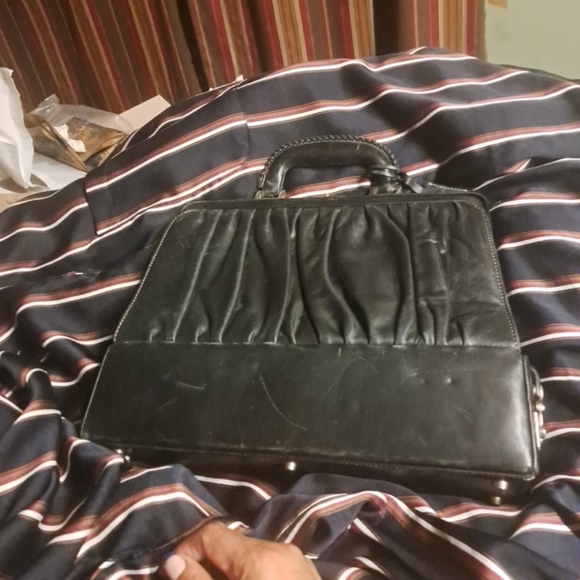 Vintage Black Leather Medical Bag/purse with Secret Locked Compartment - Picture 4 of 12